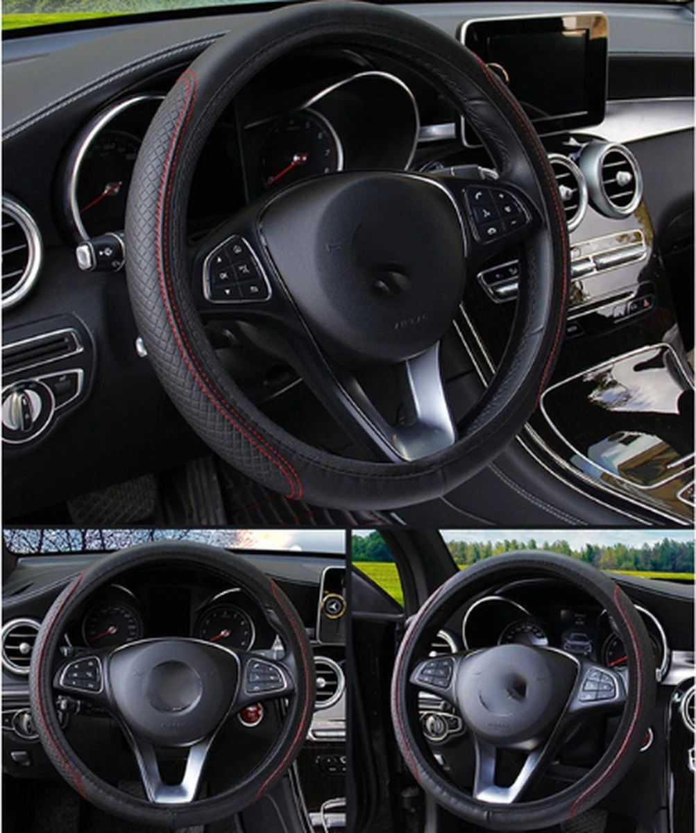 Stuurhoes Auto - Zachte Stuurhoes - Anti Slip Stuurhoes - Voor 36-39 Cm Stuurwiel - Zwart 4 Stuurhoes Auto - Zachte Stuurhoes - Anti Slip Stuurhoes - Voor 36-39 Cm Stuurwiel - Zwart - Afbeelding 2