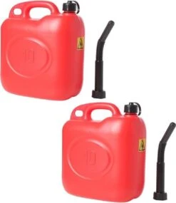 Merkloos 2x Stuks Jerrycans/benzinetanks 10 Liter Rood - Voor Diesel En Benzine - Brandstof Jerrycan/benzinetank