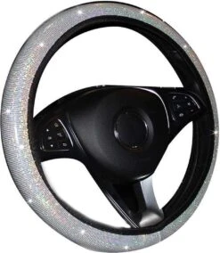 Kasey Products - Stuurhoes Auto - Voor 37-38 Cm Stuurwiel - Glitters - Wit