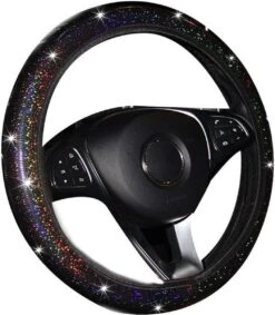 Kasey Products - Stuurhoes Auto - Voor 37-38 Cm Stuurwiel - Glitters - Bruin/Paars