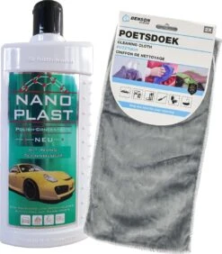 Nano Plast Car Polish | Autopolish | Poetsdoek 2 Delig - Polijstmiddel | Polijstpasta | 500ml | Krasvrije Autolak Met Diepe Glans | Auto | Boot | Brommer