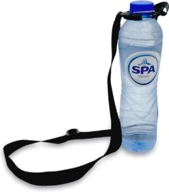 Merkloos Keycord Fleshouder - Lanyard - Geschikt Voor 500 Ml Drinkflesjes - Verstelbaar - Siliconen - Polyester - Zwart