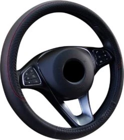 Merkloos Stuurhoes Auto - Voor 37-38 Cm Stuurwiel - Zwart Met Rood - Voorgevormd