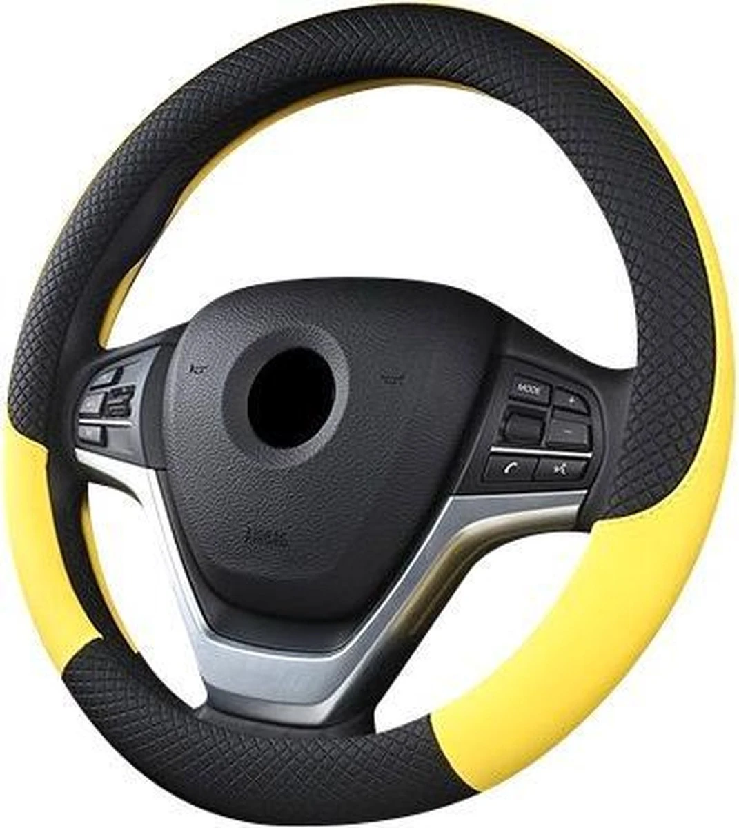 Merkloos Stuurhoes Auto - Voor 37-38 Cm Stuurwiel - Zwart Met Geel - Voorgevormd - Hoge Kwaliteit 3 Merkloos Stuurhoes Auto - Voor 37-38 Cm Stuurwiel - Zwart Met Geel - Voorgevormd - Hoge Kwaliteit