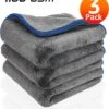 ForDig 1100 GSM Microvezeldoeken (3 Stuks) – Anti Kras – Super Absorberend - Auto Droogdoek – Microvezel Droogdoek – Watermagneet – 40 X 40 Cm -Auto-Onderdelenwinkel 1088x1200
