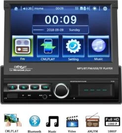 TechU™ Autoradio T142 – Met Uitklapbaar Scherm, Afstandsbediening & Achteruitrijcamera – 1 Din – 7 Inch Touchscreen – FM Radio – Bluetooth – USB – AUX – TF Card – Handsfree Bellen