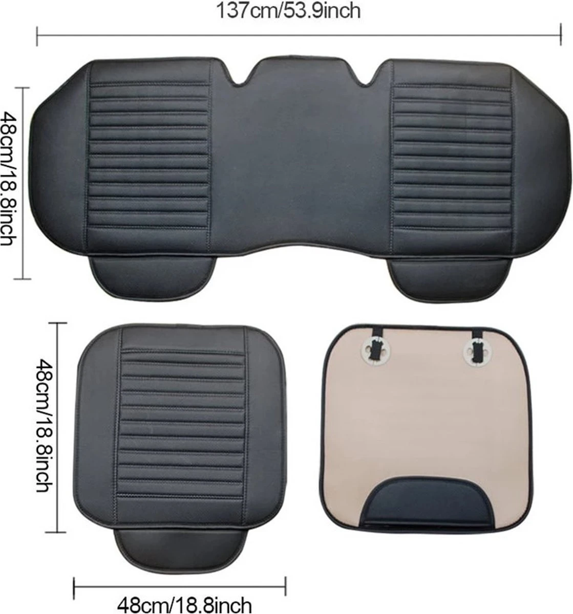 Nezr® Autostoelhoes Universeel Compleet Set 3 Delig - Leer - Auto Accessoires - Autohoes - Autostoel Beschermer - Zwart/Rood 5 Nezr® Autostoelhoes Universeel Compleet Set 3 Delig - Leer - Auto Accessoires - Autohoes - Autostoel Beschermer - Zwart/Rood - Afbeelding 3