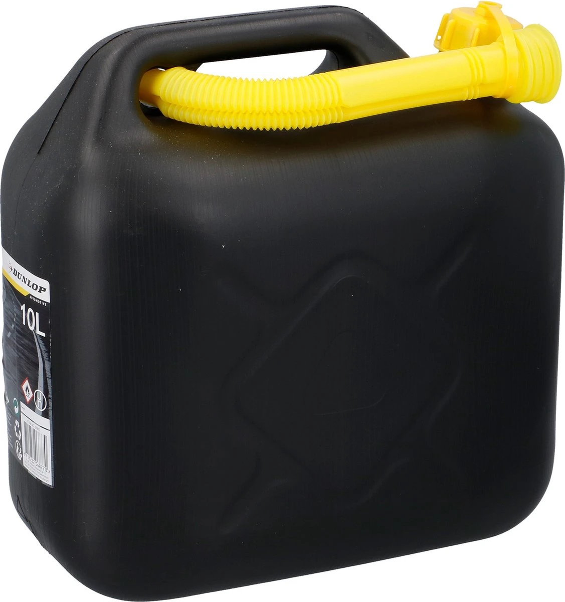 Dunlop Jerrycan 10 Liter - Benzine En Water - UN-Gecertificeerd Voor Gevaarlijke Vloeistoffen - Incl. Trechter/Benzineslang - Zwart/Geel 3 Dunlop Jerrycan 10 Liter - Benzine En Water - UN-Gecertificeerd Voor Gevaarlijke Vloeistoffen - Incl. Trechter/Benzineslang - Zwart/Geel