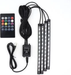 WiseGoods - Auto LED RGB Interieur Strip - Zelfklevende LED Strips 4 Stuks Met USB Stekker - Led Light - Met Afstandsbediening