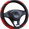 Kasey Products - Stuurhoes Auto - Voor 37-38 Cm Stuurwiel - Zwart Met Rood Vlak - Carbon Look
