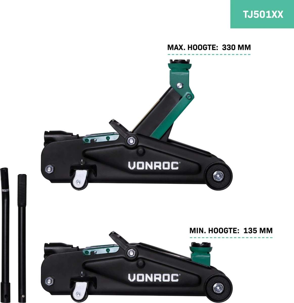 VONROC Autokrik – Garagekrik – 2 Ton – Max. 33 Cm. – Incl. Lange Hef Hendel 6 VONROC Autokrik – Garagekrik – 2 Ton – Max. 33 Cm. – Incl. Lange Hef Hendel - Afbeelding 4