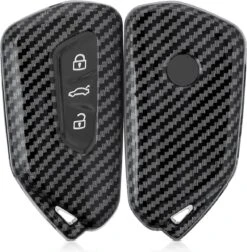 Kwmobile Autosleutelhoes Voor VW Golf 8 3-knops Autosleutel - Hardcover Beschermhoes - Carbon Design - Zwart -Auto-Onderdelenwinkel 1174x1200 8
