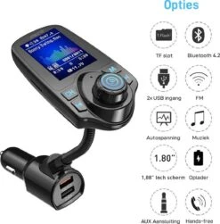 FM Transmitter Bluetooth Draadloze Carkit 2020 / MP3 Speler Mobiel / Handsfree Bellen In De Auto / AUX Input / Lader / USB Flash Drive / Muziek / Audio / Radio / SD/TF Kaart / Carkit Adapter T10D -Auto-Onderdelenwinkel 1179x1200 4