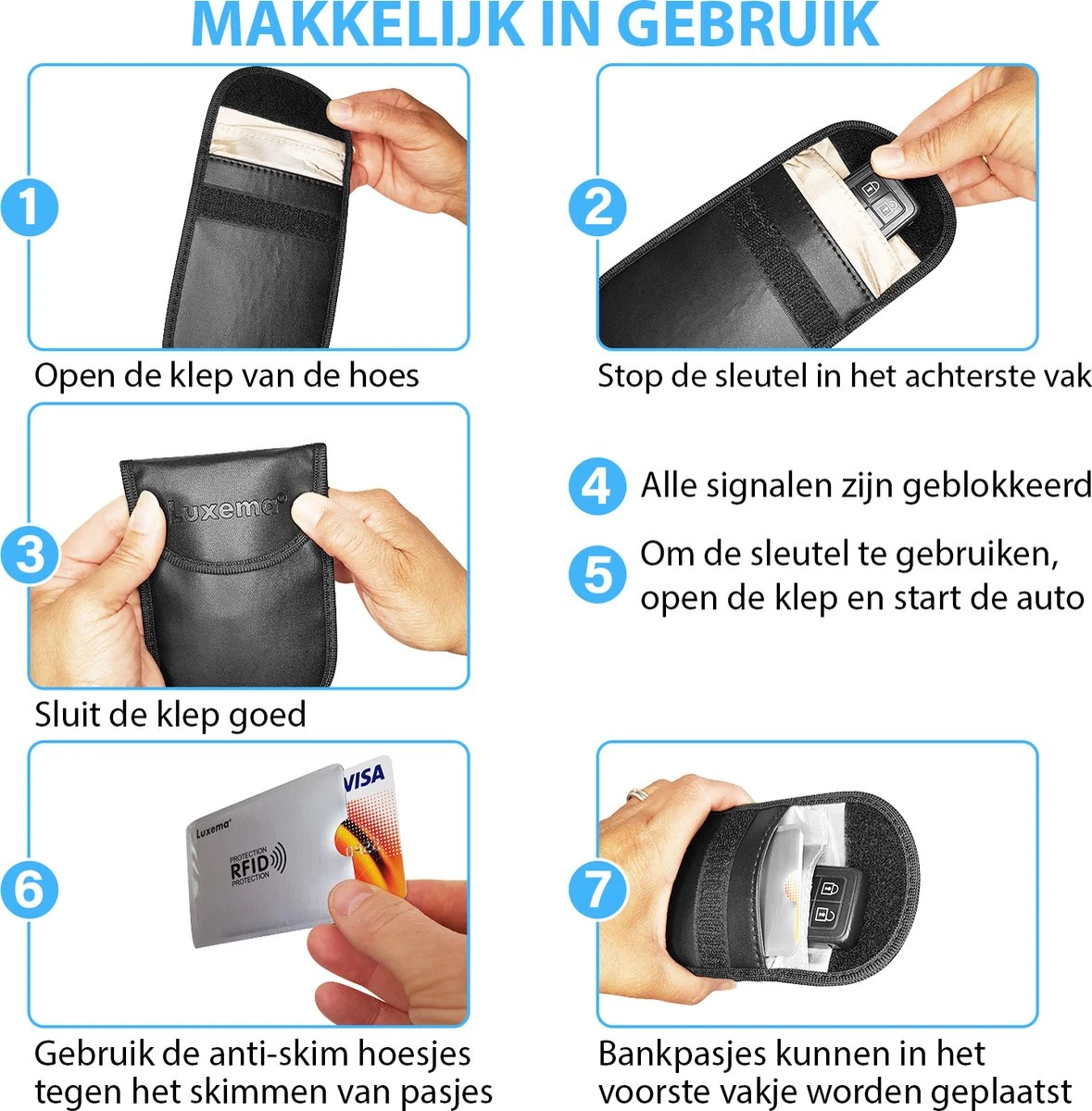 Luxema® Autosleutel RFID Antidiefstal - RFID Beschermhoes Autosleutel - Keyless Entry Beschermhoes- Autosleutelhoesjes - 2 Stuks - Inclusief 2 Anti-Skim Bankpashouders 12 Luxema® Autosleutel RFID Antidiefstal - RFID Beschermhoes Autosleutel - Keyless Entry Beschermhoes- Autosleutelhoesjes - 2 Stuks - Inclusief 2 Anti-Skim Bankpashouders - Afbeelding 10