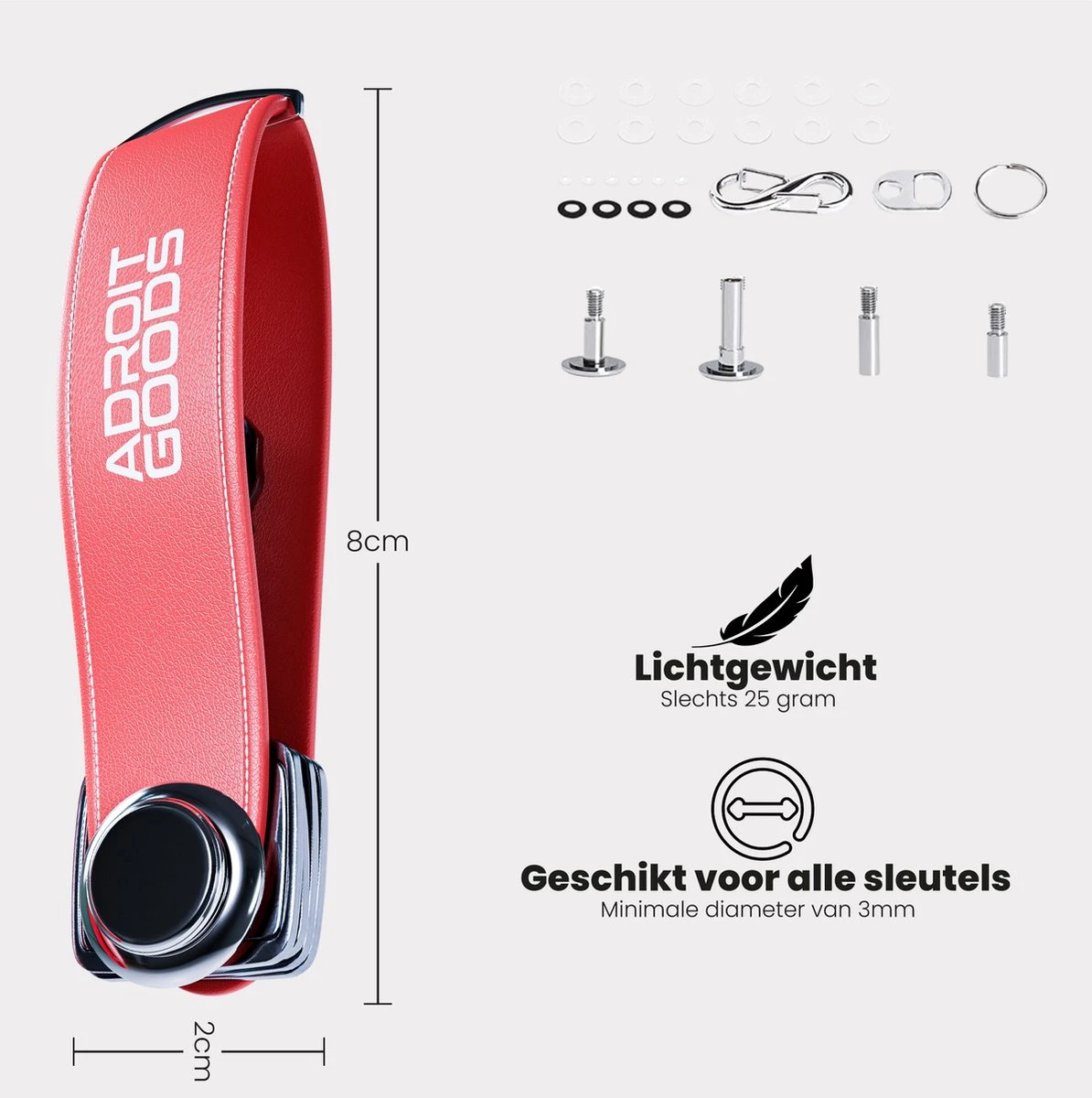 AdroitGoods Sleutel Organizer Sleutelhouder - Key Organizer - Keychain Multitool Sleutelhanger - Sleuteletui 2 Tot 7 Sleutels - Leer - Rood 8 AdroitGoods Sleutel Organizer Sleutelhouder - Key Organizer - Keychain Multitool Sleutelhanger - Sleuteletui 2 Tot 7 Sleutels - Leer - Rood - Afbeelding 6