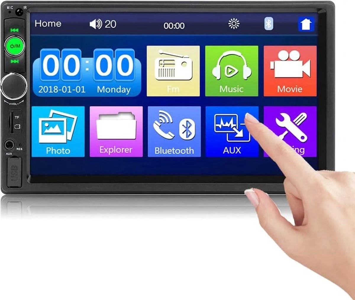 Merkloos Universele Autoradio Met Bluetooth, USB & Aux - Handsfree - Mirrorlink - Radio Met Microfoon 4 Merkloos Universele Autoradio Met Bluetooth, USB & Aux - Handsfree - Mirrorlink - Radio Met Microfoon - Afbeelding 2