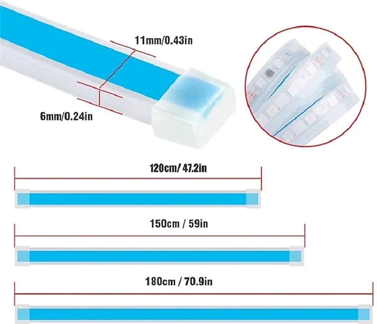 Dynamische Motorkap Dagrijverlichting Ledstrip - 1.8M - Ijsblauw 6 Dynamische Motorkap Dagrijverlichting Ledstrip - 1.8M - Ijsblauw - Afbeelding 4