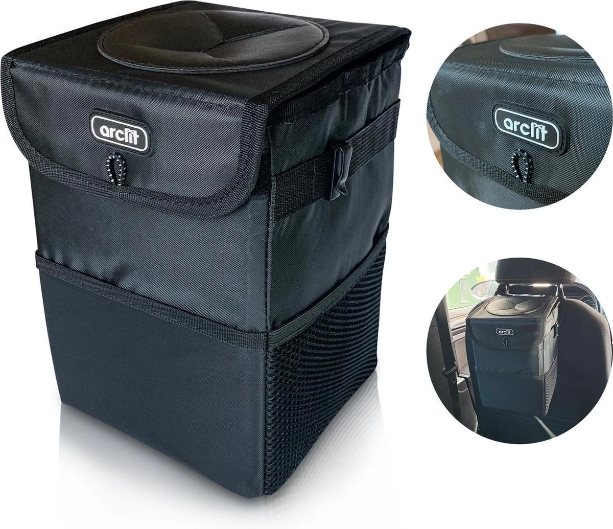Arclit® | Auto Prullenbak | 6 Liter | Draagbare Voertuig Vuilnisbak | Anti-lek En Opvouwbaar Afvalbakje | Extra Opbergzakken 3 Arclit® | Auto Prullenbak | 6 Liter | Draagbare Voertuig Vuilnisbak | Anti-lek En Opvouwbaar Afvalbakje | Extra Opbergzakken