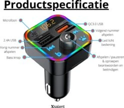 Bluetooth FM Transmitter - Autolader - Bluetooth Carkit - Handsfree - Muziek Streamen - Bluetooth 5.0 En USB 3.0 Quick Charge - Handsfree Bellen - Extra Grote Microfoon - Extra Bass - Telefoon Opladen - Spraakbediening -Auto-Onderdelenwinkel 1200x1046 6