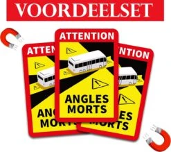 Auto-Onderdelenwinkel 35 Dode Hoek Magneet Sticker - Frankrijk - Bus - Camper | Angles Morts Magneetsticker (3 Stuks)