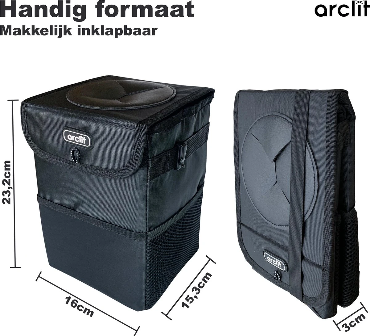 Arclit® | Auto Prullenbak | 6 Liter | Draagbare Voertuig Vuilnisbak | Anti-lek En Opvouwbaar Afvalbakje | Extra Opbergzakken 5 Arclit® | Auto Prullenbak | 6 Liter | Draagbare Voertuig Vuilnisbak | Anti-lek En Opvouwbaar Afvalbakje | Extra Opbergzakken - Afbeelding 3