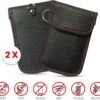 Merkloos 2x RFID Auto Keyless Beschermhoes - PU Leer - Autosleutel Bag- Faraday - -etui- Auto Rfid Blocker - Autosleutelhoes RFID - Antidiefstal - Autosleutelhoesje - Veiligheid - Car Security - Protected
