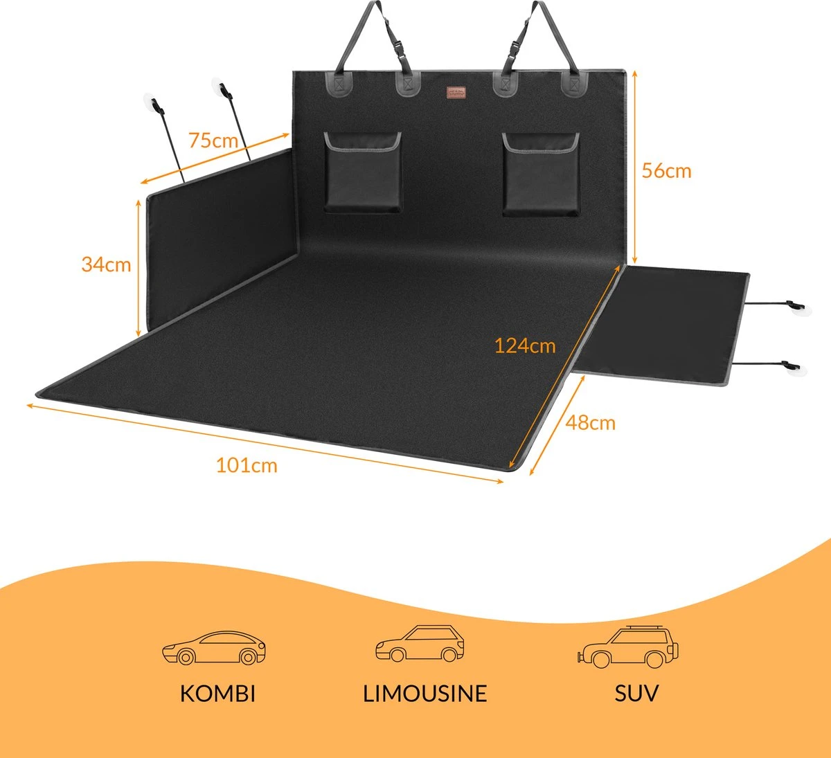 Kingsleeve Kofferbak Bescherming - Universeel 600D Oxford – Zwart 4 Kingsleeve Kofferbak Bescherming - Universeel 600D Oxford – Zwart - Afbeelding 2