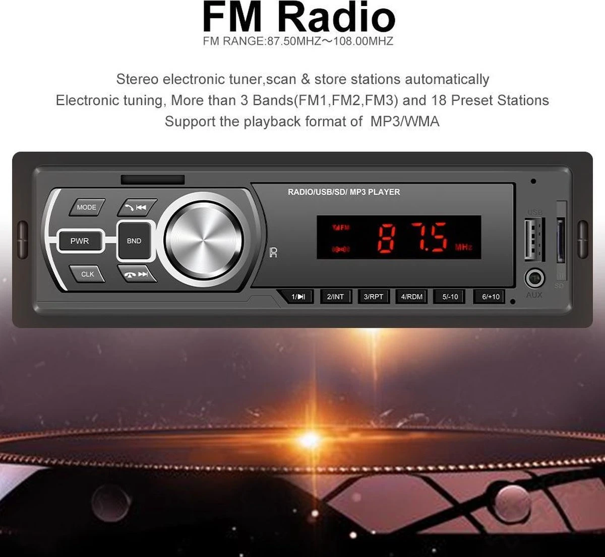 TechU™ Autoradio T138 – 1 Din Met Afstandsbediening – FM Radio – Bluetooth 5.0 – USB – AUX – SD – Handsfree Bellen 11 TechU™ Autoradio T138 – 1 Din Met Afstandsbediening – FM Radio – Bluetooth 5.0 – USB – AUX – SD – Handsfree Bellen - Afbeelding 9