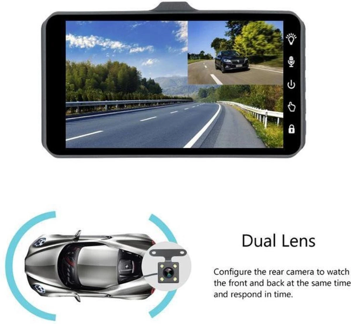 TechU™ Dashcam 4K M11 Pro Dual Camera – 4 Inch Touchscreen – Dashboardcamera – Full HD 1080p – Loop Recording – Nachtvisie – Bewegingssensor – G-sensor – Autocamera Voor én Achter - Voor Auto 6 TechU™ Dashcam 4K M11 Pro Dual Camera – 4 Inch Touchscreen – Dashboardcamera – Full HD 1080p – Loop Recording – Nachtvisie – Bewegingssensor – G-sensor – Autocamera Voor én Achter - Voor Auto - Afbeelding 4