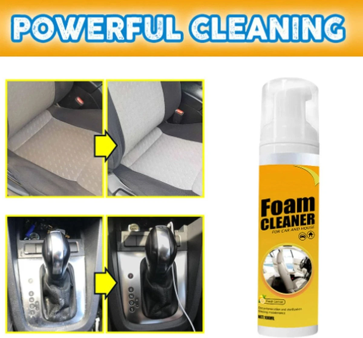 TLVX Schuimreiniger Interieur / Foam Cleaner / 150ml / Auto Schoonmaak / Geur Citroen / Interieur Reiniger Auto / Vlekken Verwijderen / Autostoelen Schoonmaak / Vlekken Bankstel / Kleding Vlekken / Stoelen Reiniger / Extreem Effectief! 6 TLVX Schuimreiniger Interieur / Foam Cleaner / 150ml / Auto Schoonmaak / Geur Citroen / Interieur Reiniger Auto / Vlekken Verwijderen / Autostoelen Schoonmaak / Vlekken Bankstel / Kleding Vlekken / Stoelen Reiniger / Extreem Effectief! - Afbeelding 4