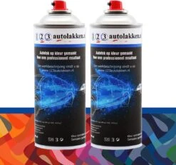 Spuitbus Autolak HONDA Kleurcode B520P - VIVID BLUE-MET. - 400ml + Spuitbus BLANKE LAK - 400ml