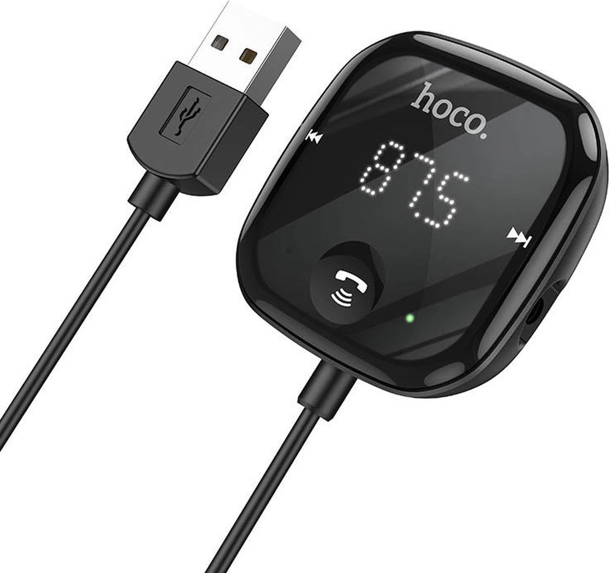 Hoco Wireless Bluetooth 5.0 Muziek FM Transmitter USB-A Zwart 3 Hoco Wireless Bluetooth 5.0 Muziek FM Transmitter USB-A Zwart