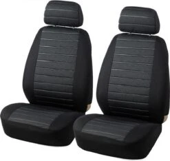 Merkloos Stoelhoes Auto - Universele Autostoelhoezen - Bestuurder/Bijrijder Stoelhoes (Geen Achterbank) - Stijlvol - Zwart/Grijs
