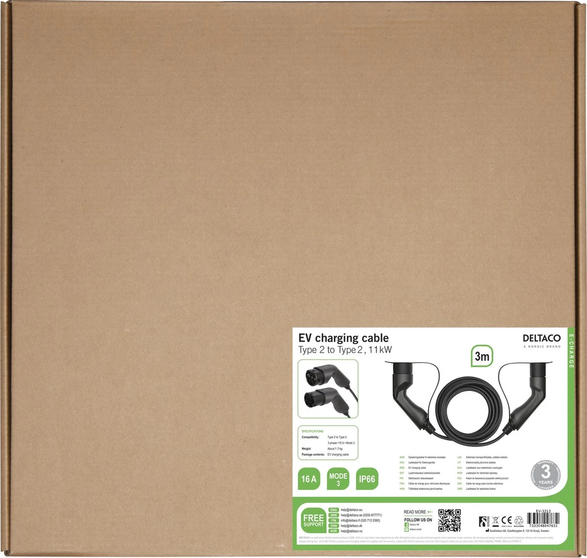 Deltaco E-Charge - Oplaadkabel Elektrische Auto - Type 2 | Type 2 - 16A / 11kW - 3 M 6 Deltaco E-Charge - Oplaadkabel Elektrische Auto - Type 2 | Type 2 - 16A / 11kW - 3 M - Afbeelding 4