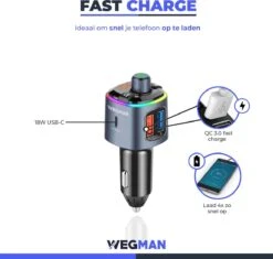 Wegman Bluetooth FM Transmitter - Carkit - Autolader USB C - Snellader - Handsfree Bellen - Autoradio - Auto Accessoires -Auto-Onderdelenwinkel 1200x1142 13