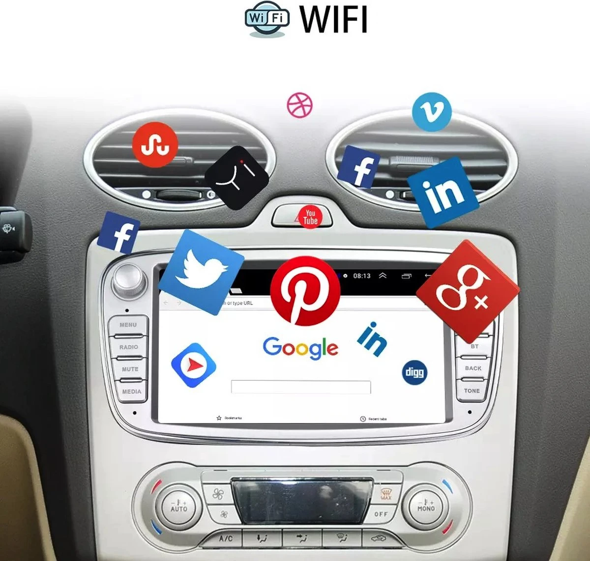 Ford Autoradio Navigatie Zilver | Android 9.1 | Mondeo Focus S-max 4 Ford Autoradio Navigatie Zilver | Android 9.1 | Mondeo Focus S-max - Afbeelding 2