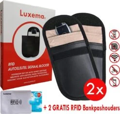 Luxema® Autosleutel RFID Antidiefstal - RFID Beschermhoes Autosleutel - Keyless Entry Beschermhoes- Autosleutelhoesjes - 2 Stuks - Inclusief 2 Anti-Skim Bankpashouders