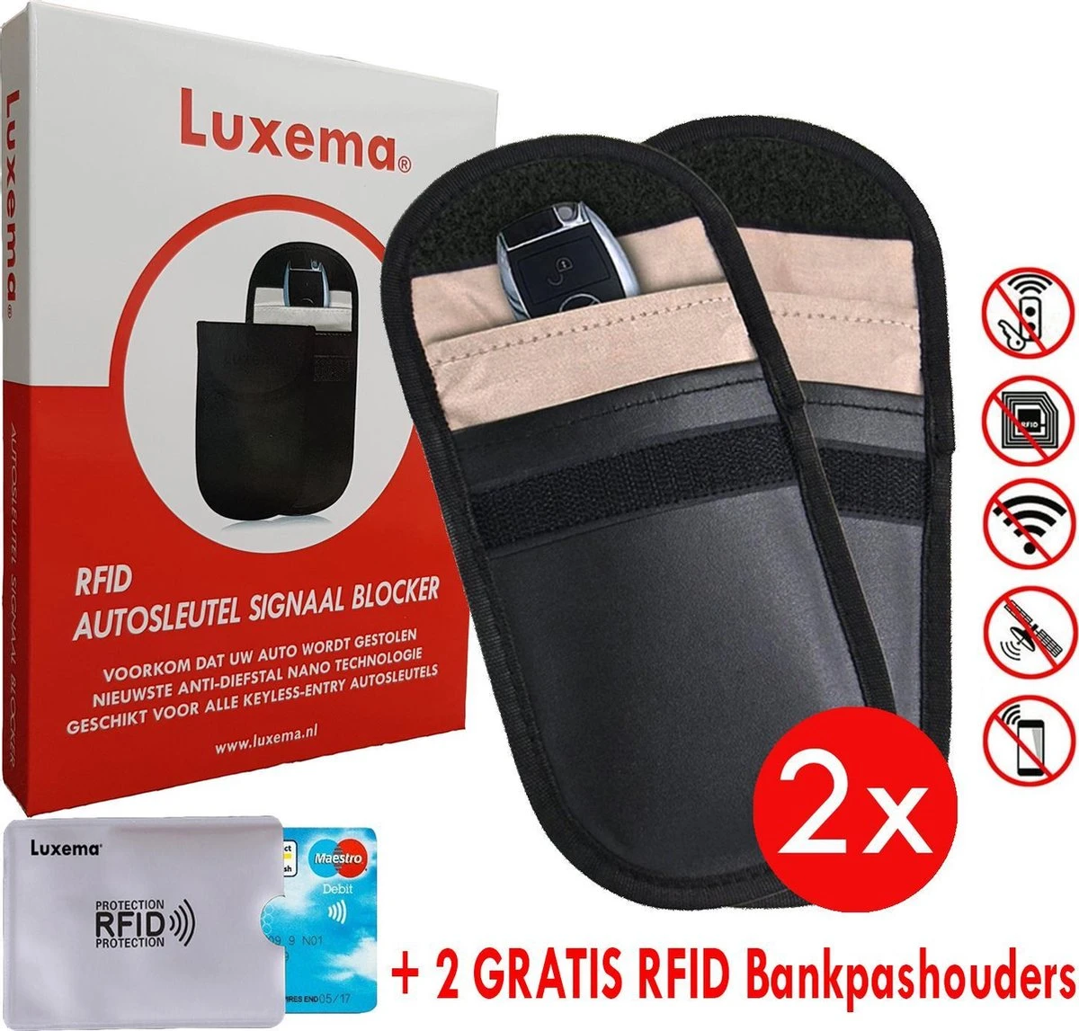 Luxema® Autosleutel RFID Antidiefstal - RFID Beschermhoes Autosleutel - Keyless Entry Beschermhoes- Autosleutelhoesjes - 2 Stuks - Inclusief 2 Anti-Skim Bankpashouders 3 Luxema® Autosleutel RFID Antidiefstal - RFID Beschermhoes Autosleutel - Keyless Entry Beschermhoes- Autosleutelhoesjes - 2 Stuks - Inclusief 2 Anti-Skim Bankpashouders