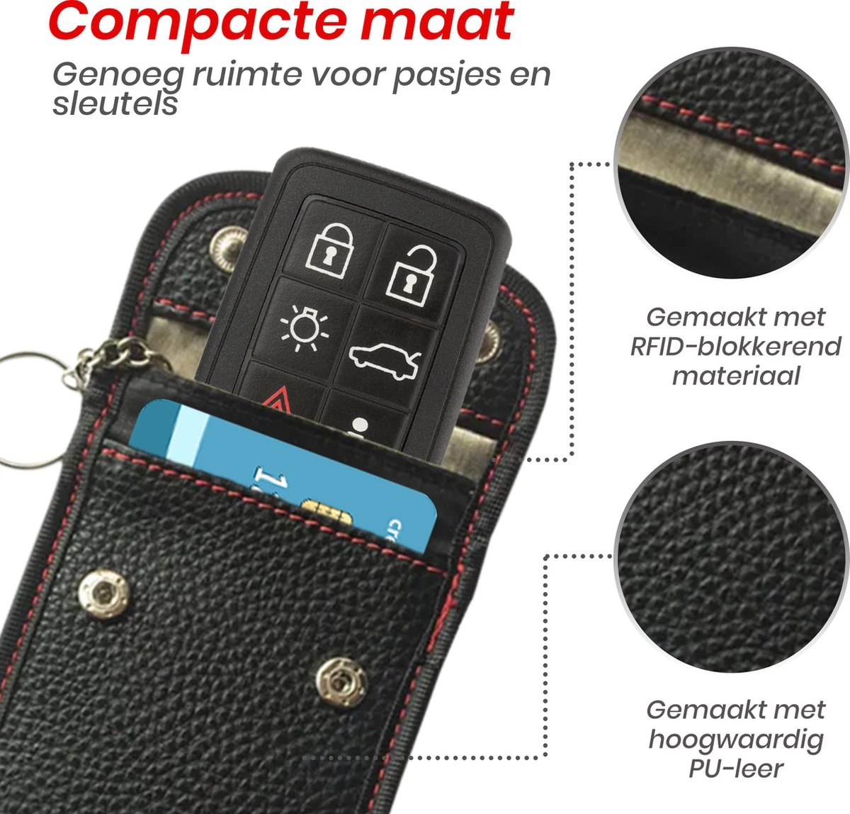 Merkloos 2x RFID Auto Keyless Beschermhoes - PU Leer - Autosleutel Bag- Faraday - -etui- Auto Rfid Blocker - Autosleutelhoes RFID - Antidiefstal - Autosleutelhoesje - Veiligheid - Car Security - Protected 9 Merkloos 2x RFID Auto Keyless Beschermhoes - PU Leer - Autosleutel Bag- Faraday - -etui- Auto Rfid Blocker - Autosleutelhoes RFID - Antidiefstal - Autosleutelhoesje - Veiligheid - Car Security - Protected - Afbeelding 7