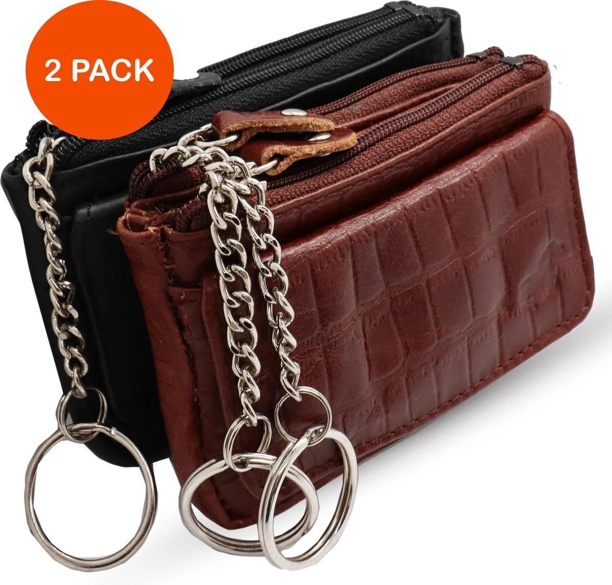 Safekeepers Sleuteletuis - Sleuteletui Met Rits - Sleuteletui Dames En Heren - 2 Stuks - Zwart En Kroko Bruin 12 Safekeepers Sleuteletuis - Sleuteletui Met Rits - Sleuteletui Dames En Heren - 2 Stuks - Zwart En Kroko Bruin - Afbeelding 10
