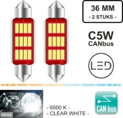 Merkloos C5W 36mm ( Set 2 Stuks ) 12V 12 LED CANbus Geschikt Foutloos 4014 SMD 1100 Lumen