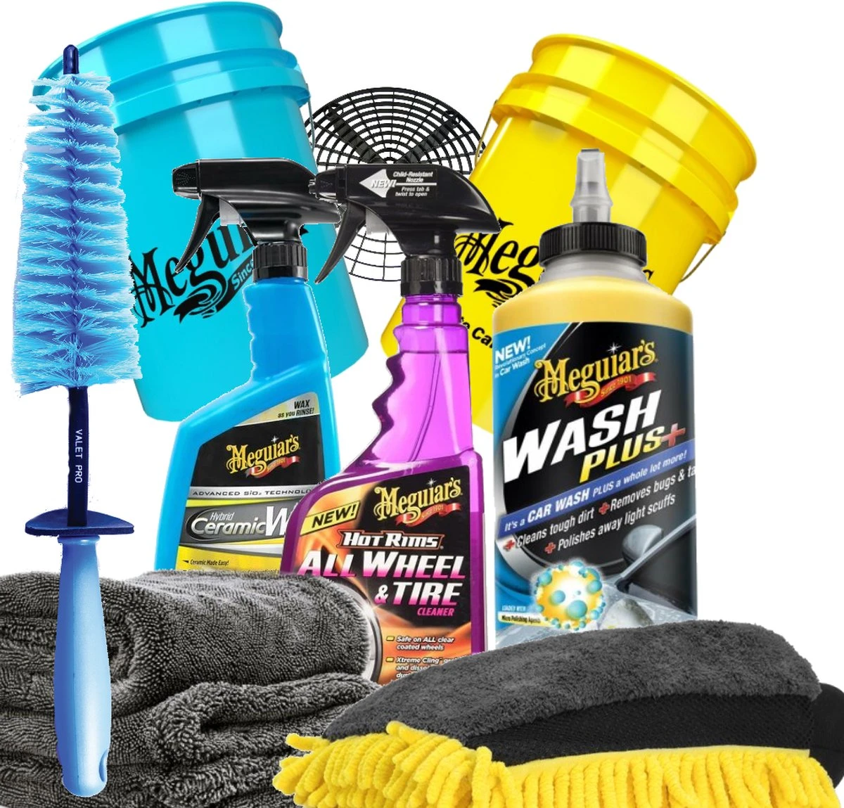 Meguiars XXL Set, All You Need! Bestaande Uit; 2 X Grit Guard Emmer 19 Ltr (5Gall), Grit Vuilafscheider, Wasmitt Met Drie Functies, Droogdoek 50x80 1400 Gsm, Twisted Velgenbostel, Wash Plus+, Hot Rims Wheel & Tire Cleaner, Hybrid Ceramic Wax 3 Meguiars XXL Set, All You Need! Bestaande Uit; 2 X Grit Guard Emmer 19 Ltr (5Gall), Grit Vuilafscheider, Wasmitt Met Drie Functies, Droogdoek 50x80 1400 Gsm, Twisted Velgenbostel, Wash Plus+, Hot Rims Wheel & Tire Cleaner, Hybrid Ceramic Wax