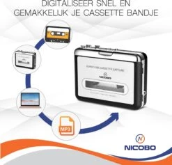 NicoBo Cassette Converter En Speler - Digitaliseren Naar Computer/MP3/CD/USB - Casette Tape Omzetten -Auto-Onderdelenwinkel 1200x1151 7