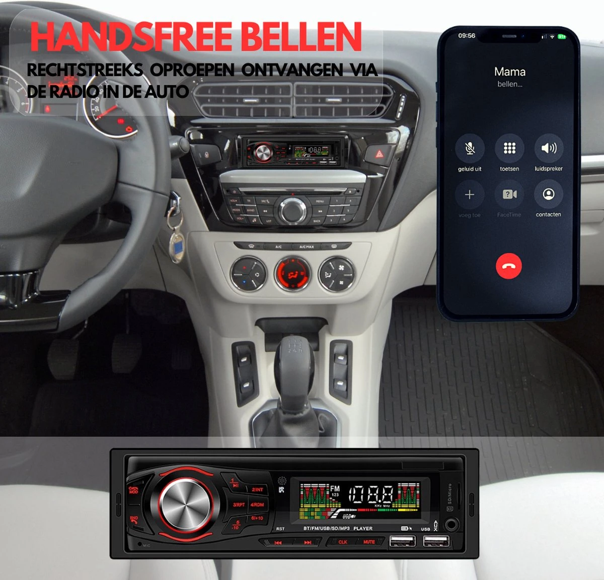 Merkloos Autoradio Met Bluetooth Voor Alle Auto's - USB, AUX En Handsfree - Afstandsbediening - Verlicht - Enkel DIN Auto Radio Met Ingebouwde Microfoon - Nederlandse Handleiding 5 Merkloos Autoradio Met Bluetooth Voor Alle Auto's - USB, AUX En Handsfree - Afstandsbediening - Verlicht - Enkel DIN Auto Radio Met Ingebouwde Microfoon - Nederlandse Handleiding - Afbeelding 3