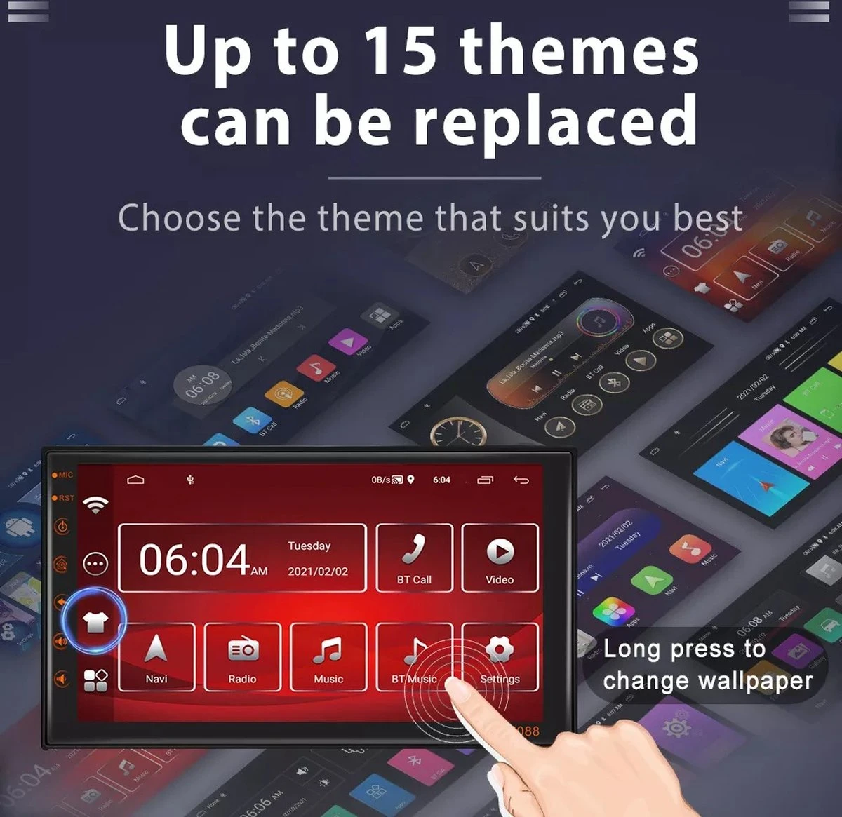 TechU™ Autoradio AT25 – 2 Din 7” Touchscreen Monitor – Voor Toyota Universeel – Bluetooth & Wifi – Android 11 – Handsfree Bellen – FM Radio – USB – GPS Navigatie 9 TechU™ Autoradio AT25 – 2 Din 7” Touchscreen Monitor – Voor Toyota Universeel – Bluetooth & Wifi – Android 11 – Handsfree Bellen – FM Radio – USB – GPS Navigatie - Afbeelding 7