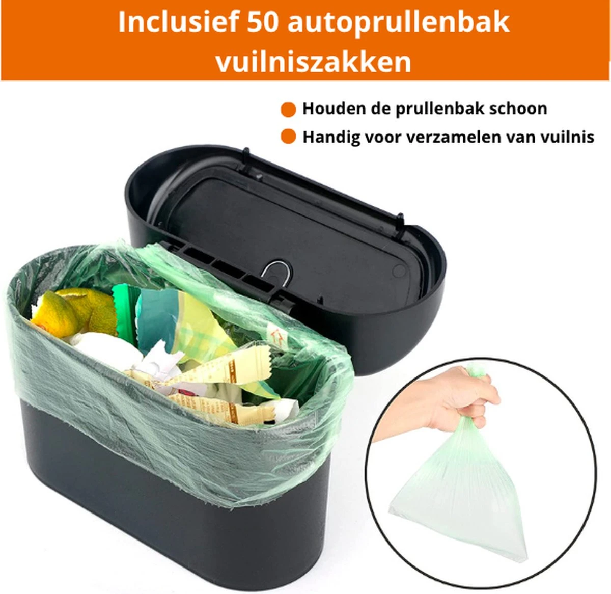 Auto Prullenbak Carme® Inclusief 50 Bijpassende Vuilniszakken- Auto Opslag - Vuilnisbak Auto - Kleine Prullenbak 1L - Car Trash Can - Auto Prullenbak Met Plastic Zakjes - Multifunctionele Prullenbak - Vuilnisbak - Auto Accessoires - Zwart 5 Auto Prullenbak Carme® Inclusief 50 Bijpassende Vuilniszakken- Auto Opslag - Vuilnisbak Auto - Kleine Prullenbak 1L - Car Trash Can - Auto Prullenbak Met Plastic Zakjes - Multifunctionele Prullenbak - Vuilnisbak - Auto Accessoires - Zwart - Afbeelding 3