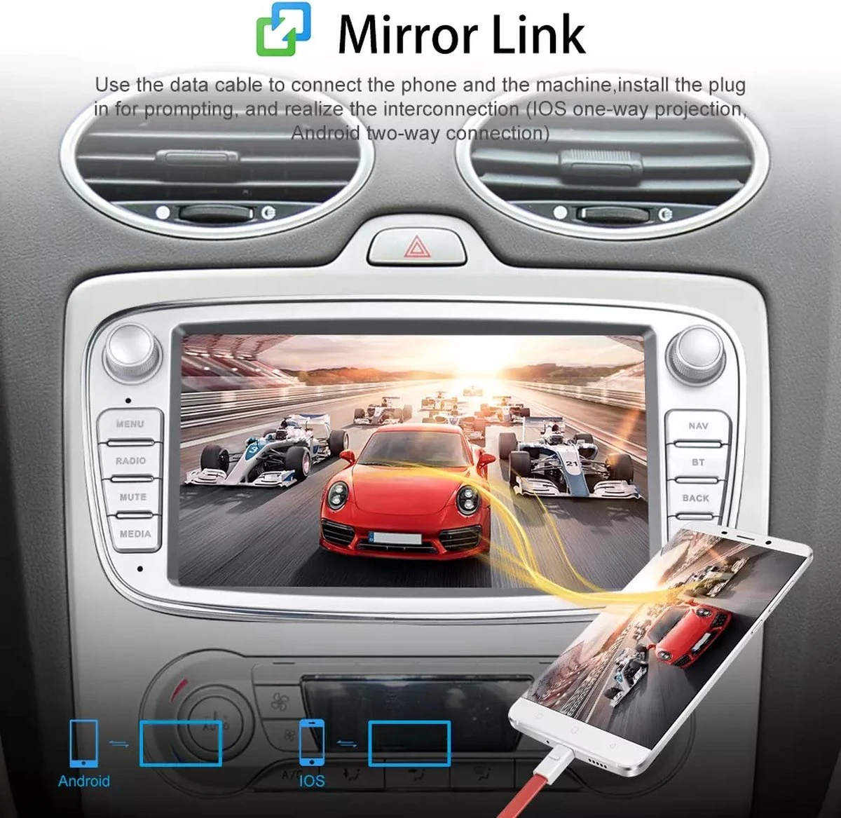 Ford Autoradio Navigatie Zilver | Android 9.1 | Mondeo Focus S-max 13 Ford Autoradio Navigatie Zilver | Android 9.1 | Mondeo Focus S-max - Afbeelding 11