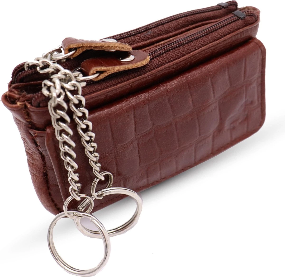 Safekeepers Sleuteletuis - Sleuteletui Met Rits - Sleuteletui Dames En Heren - 2 Stuks - Zwart En Kroko Bruin 6 Safekeepers Sleuteletuis - Sleuteletui Met Rits - Sleuteletui Dames En Heren - 2 Stuks - Zwart En Kroko Bruin - Afbeelding 4