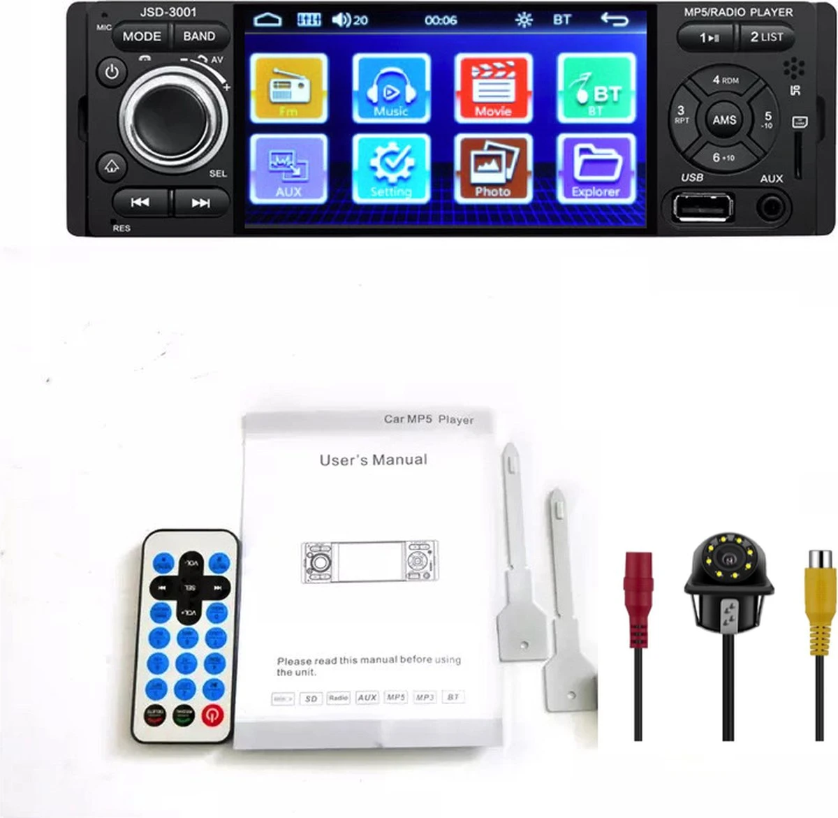 1-Din Autoradio Met Scherm | Bluetooth & USB 4 1-Din Autoradio Met Scherm | Bluetooth & USB - Afbeelding 2