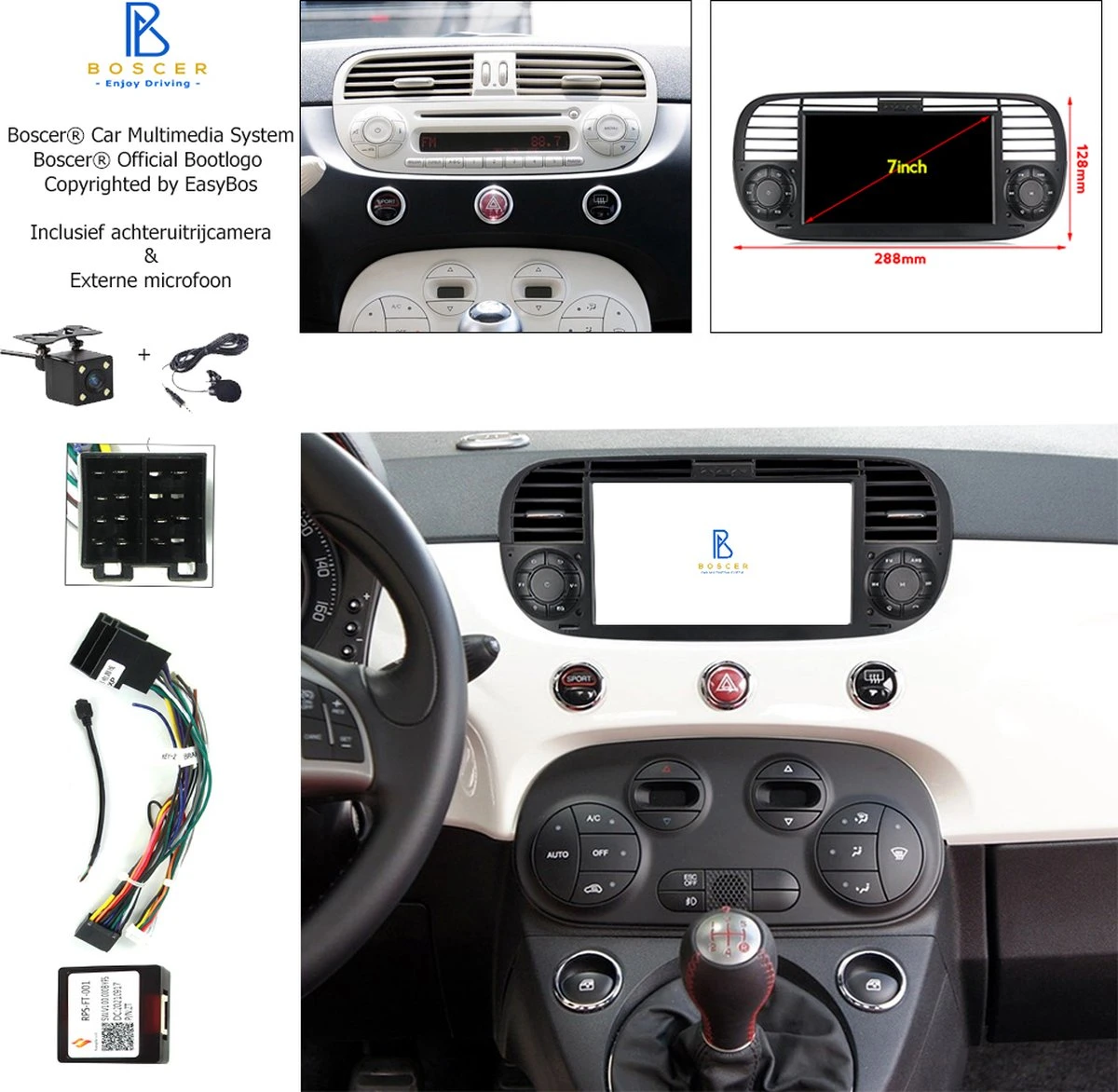 Boscer® Autoradio Fiat 500 2007-2015 - Apple Carplay & Android Auto - Android 11 - 7'' Navigatiesysteem - Zwart - Achteruitrijcamera 8 Boscer® Autoradio Fiat 500 2007-2015 - Apple Carplay & Android Auto - Android 11 - 7'' Navigatiesysteem - Zwart - Achteruitrijcamera - Afbeelding 6